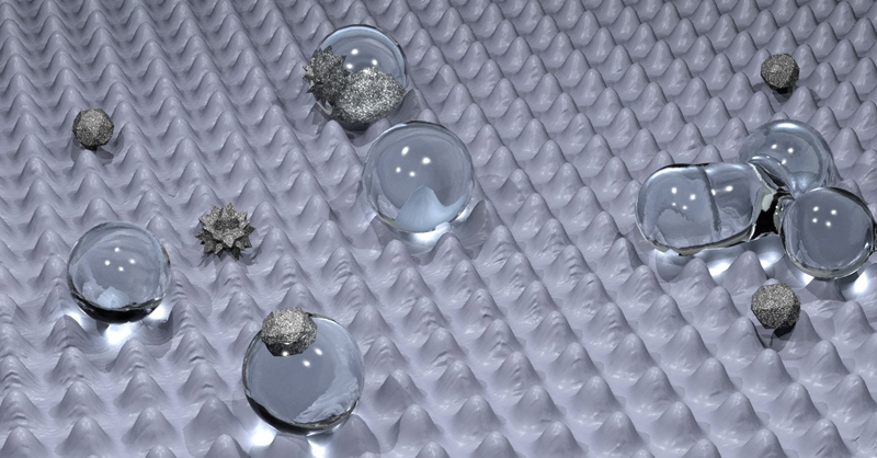 Easy-clean: Water drops do not adhere to the laser-treated aluminum surface. 