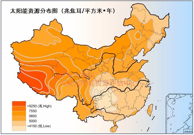 China sunshine map