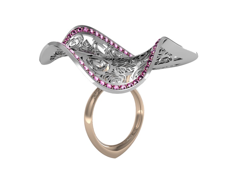 Intricate 'rose petal' ring