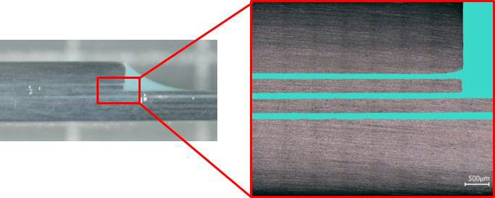 Test geometry for the analysis of adhesion properties (GLARE).