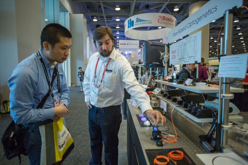 Optogenetics research on the Thorlabs booth at 2018 BiOS Expo