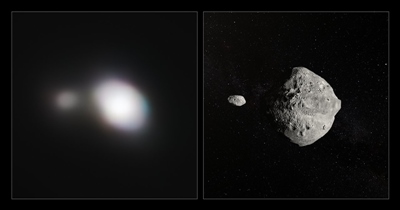 Asteroid '199 KW4' - as seen by SPHERE, and artist's impression