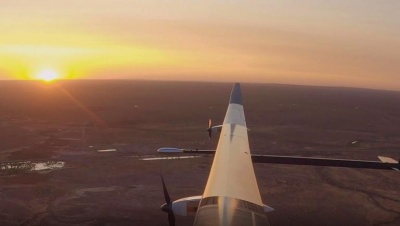 Sunny side up: Flying over the RAAF Woomera Test Range in South Australia.