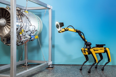 Robot dog uses the IOF’s goSCOUT3D sensor to measure complex parts.