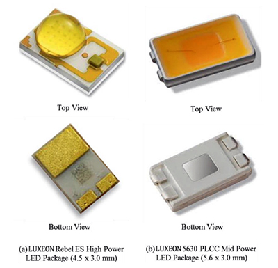 Some typical high- and mid-power LED packages by Philips Lumileds. 