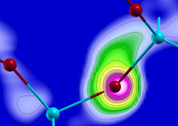 Computer simulations show the electron flux from one atom to another.