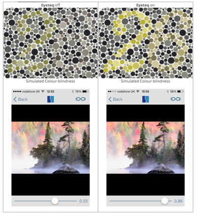 Enhanced: Original (left) and EYETEQ technology adjusted images (right).