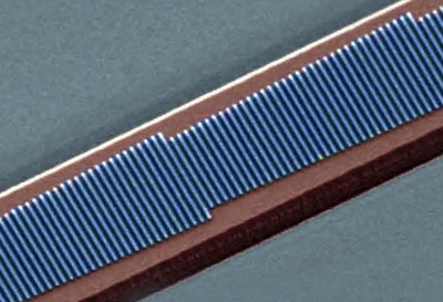 A fabricated device showing four phased antenna arrays consisting of silicon nano-rods.
