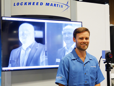 Seeing double: Lockheed Martin's Brendan McCay with camera and dual images.