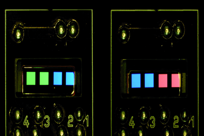 Test OLEDs on silicon substrate patterned by e-beam.