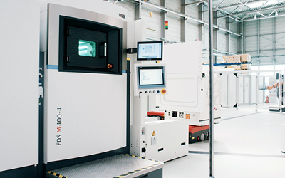 Heart of the pilot line is EOS's M 400-4 four-laser system for industrial 3D printing.