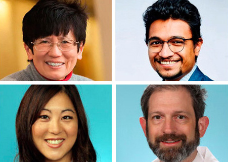 WashU team, from top left: Prof. Quing Zhu,&nbsp;Doctoral student&nbsp;Sanskar Thakur, Lindsay Kuroki, MD, and Ian Hagemann, MD, PhD, both&nbsp;WashU Medicine. All images: WashU.
