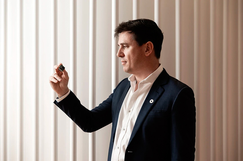 Chris Shaw, CEO and co-founder of Advanced Navigation with miniaturized inertial system. Credit: Advanced Navigation.