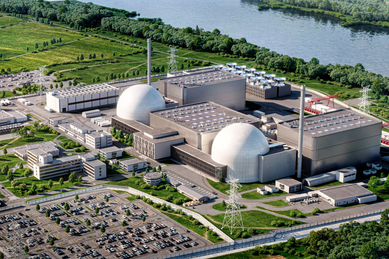 Conceptual rendering of Focused Energy’s fusion pilot plant, the design of which will be informed by research conducted through the newly announced $6.9 million collaboration with the University of Rochester's Laboratory for Laser Energetics. Image: Focused Energy.