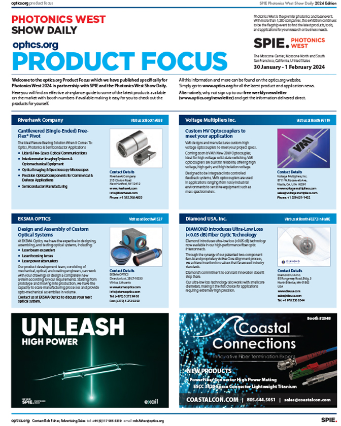 Product Focus Magazine - Photonics West - 2024