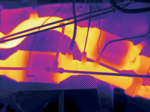 Catalytic converter testing at Audi - using FLIR's thermography camera to evaluate heat distribution. Credit: Audi/FLIR.