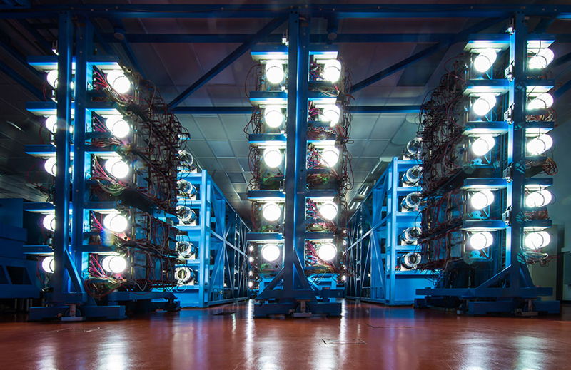 
Researchers used the Omega Laser Facility at the Rochester's Laboratory for Laser Energetics to make highly detailed measurements of laser-heated plasmas. (University photo / J. Adam Fenster)