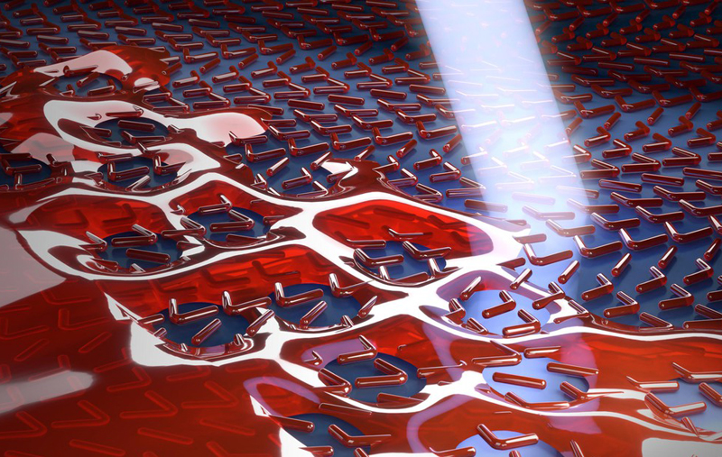 No clean-room required: meta surfaces are the building blocks of flexible photonic circuits. EPFL engineers have discovered a simple way of making meta surfaces in just a few minutes using a method already employed in manufacturing. Photo: &copy; Vytautas Navikas / 2019 EPFL.