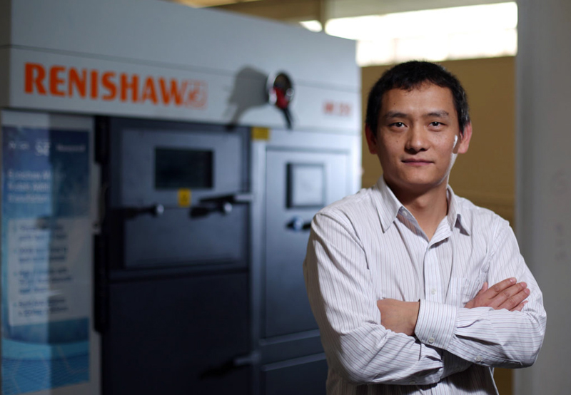 Dr. Lianyi Chen, Missouri S&T assistant professor of mechanical and aerospace engineering, in his lab. Photo: Sam O'Keefe / Missouri S&T.