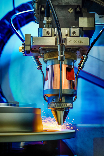 Coating a brake disc with the EHLA process. &copy; Fraunhofer ILT, Aachen, Germany / Volker Lannert. 