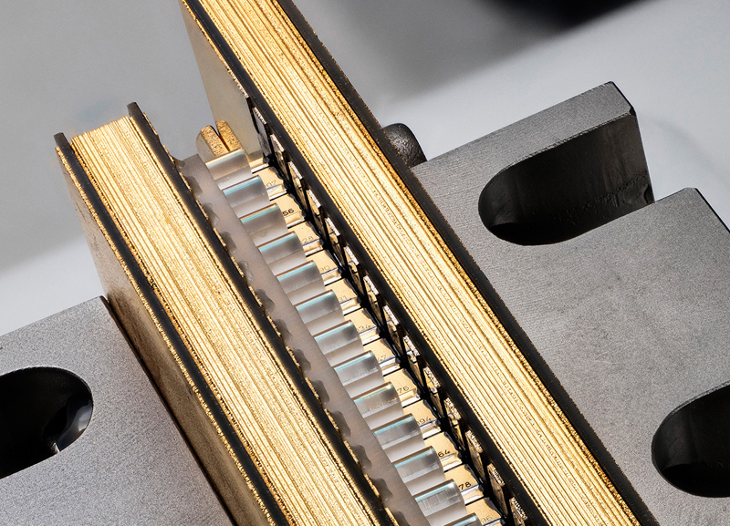 High-power diode laser stack; used as pump laser source for industrial laser applications. &copy; FBH / schurian.com