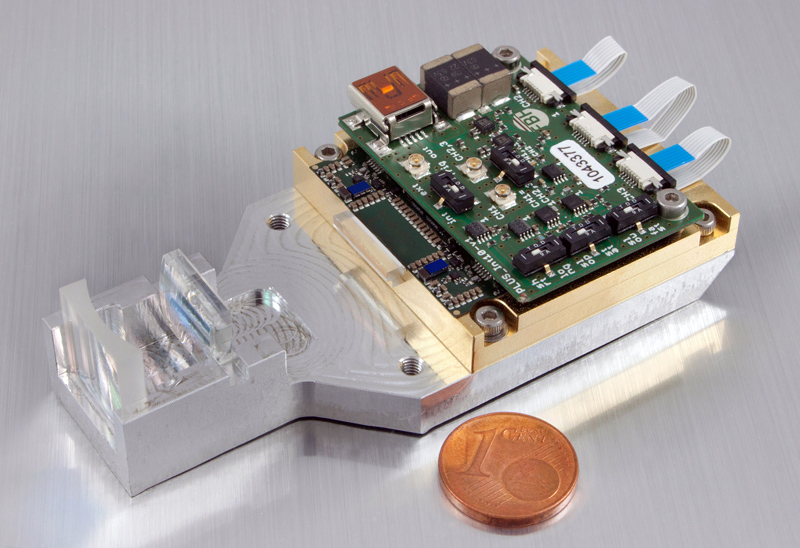 Pulse laser source for line scanners (LiDAR) is ideally suited for automotive LiDAR (autonomous driving) - developed jointly with partners. &copy; FBH / P. Immerz.