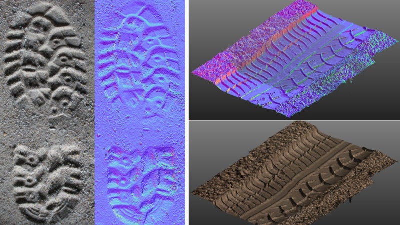 He went this way: Making 3D scans of tell-tale shoe or tire impressions. Image: Fraunhofer IOF.
