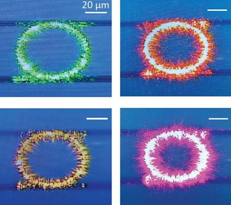 The NIST OPO structure converts invisible near-infrared laser light into any one of several visible laser colors. Credit: NIST