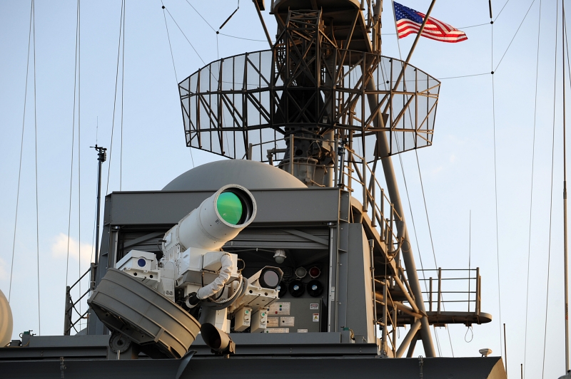 USS Portland, an amphibious dock ship that is part of the US Navy's fleet, is one of the early adopters of directed energy laser weapons - an emerging market segment that Coherent says it is now set to increase its focus on. Earlier this year, the Portland laser is said to have downed a drone successfully in its first at-sea trials. The laser system was provided by defense contractor Northrop Grumman. Photo: US Navy/John F. Williams.
