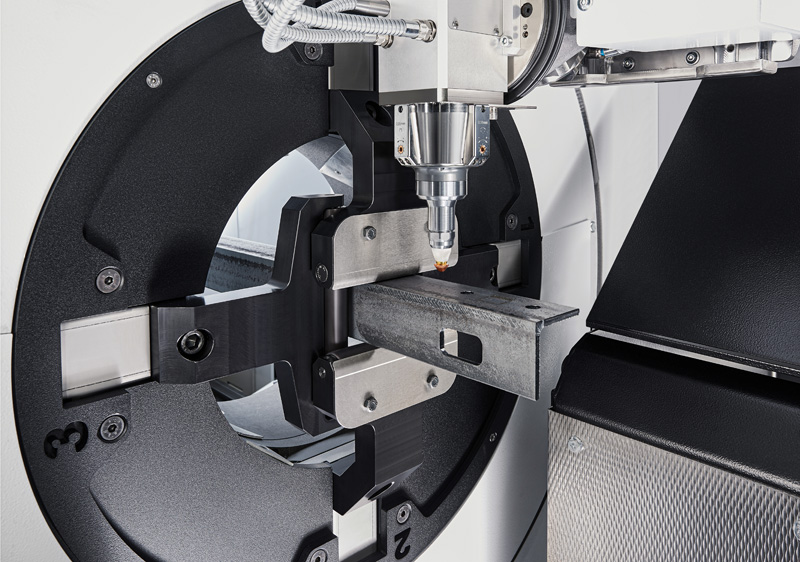 TruLaser Tube 3000 fiber features a self-centering clamping system to position a tube, ensuring optimal finished part quality. Image: Trumpf.
