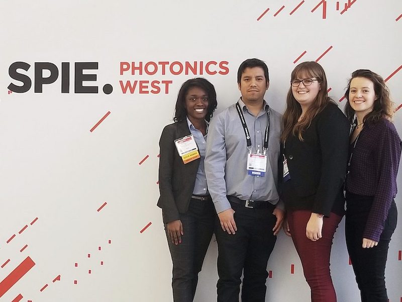 Photoacoustic guidance of catheters could be useful in several medical procedures. The PULSE team was photographed at SPIE Photonics West in February 2020. Credit: PULSE Lab web page.