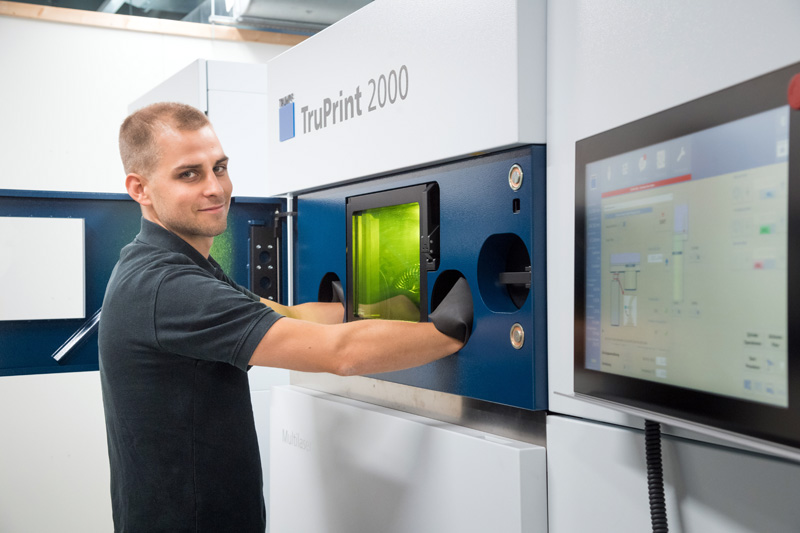 New TruPrint 2000 3D printer from Trumpf prints amorphous metals from Heraeus Amloy. Source: Trumpf.