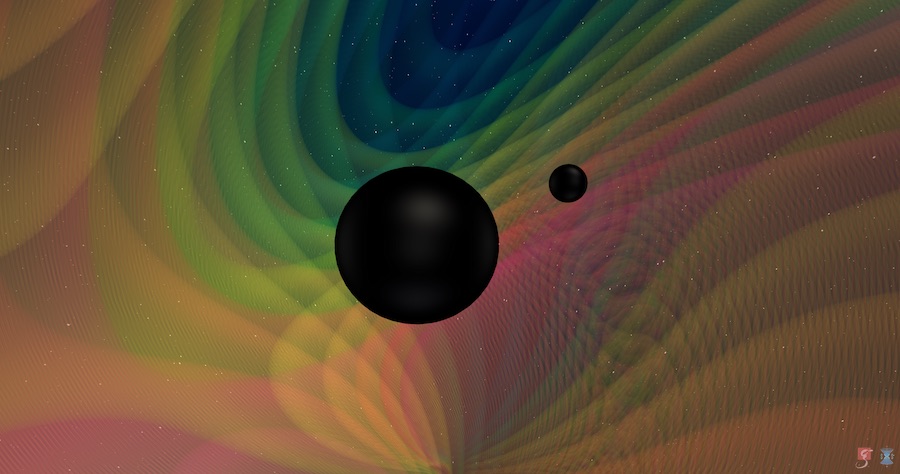 Binary black hole merger where the two black holes have distinctly different masses of about 8 and 30 times that of our Sun. Credit: N. Fischer, H. Pfeiffer, A. Buonanno (Max Planck Institute for Gravitational Physics), Simulating eXtreme Spacetimes project.