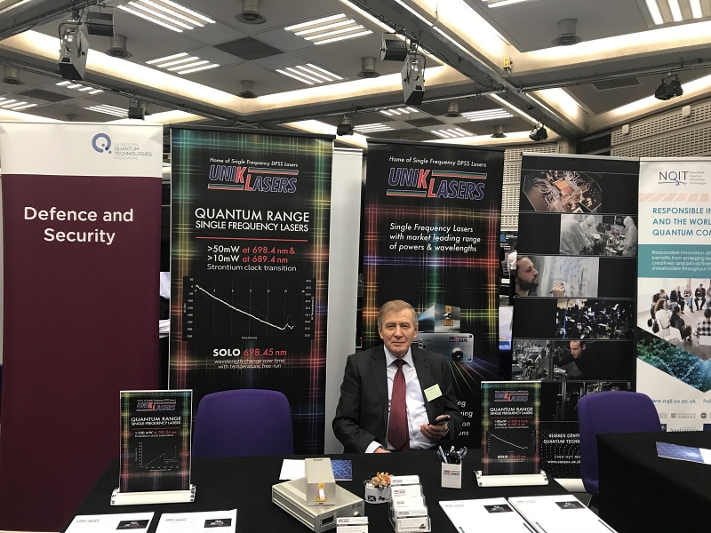 Specialising in high-precision, narrow-wavelength diode-pumped solid-state lasers, UnikLasers sells sources that are ideally suited to a number of quantum technology applications. Company founder Fedor Karpushko is pictured here, at a previous UK National Quantum Technologies showcase event. Photo: UnikLasers.