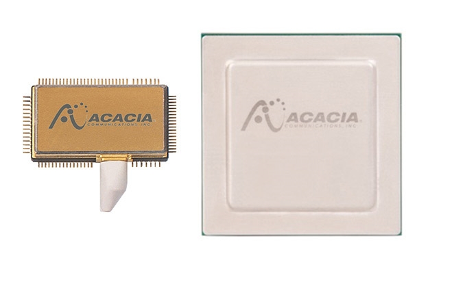 Cisco's planned acquisition of Acacia would give it access to silicon photonic integrated circuit (PIC) components that are optimized for high yield, enabling high-volume production of the cutting-edge devices. The approach is also said to eliminate the need for temperature control circuitry or costly hermetic packaging. Image: Acacia Communications.
