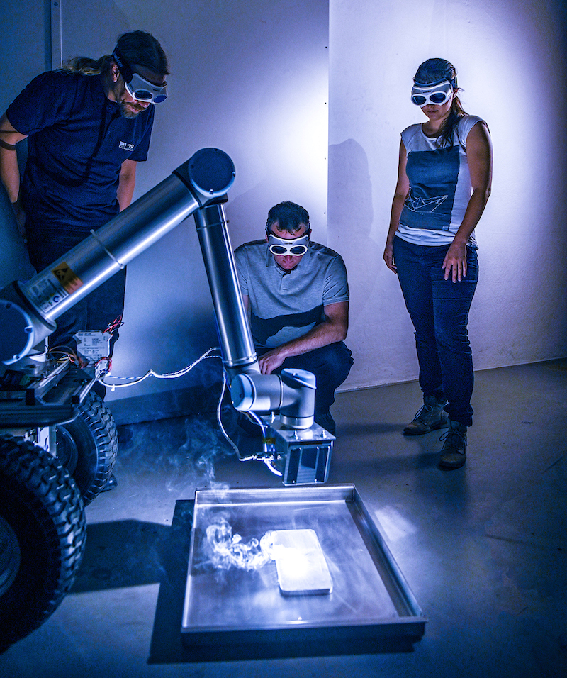 The Moonrise laser mounted and in use on the rover MIRA3D robotic arm. Credit: LZH.