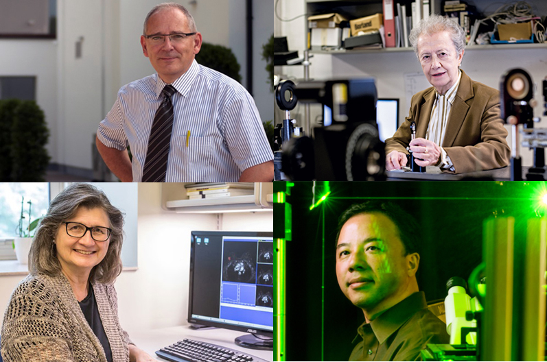 2021 SPIE Award winners: clockwise from top left; Hugo Thienpont (SPIE Gold Medal); Maria Yzuel (SPIE President's Award); Xiang Zhang (SPIE Mozi Award); and Maryellen Giger (SPIE Directors