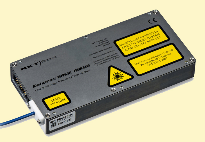 Koheras low-noise, single-frequency fiber laser module. Image: NKT Photonics.