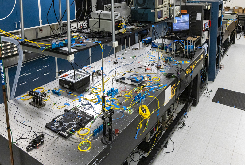 Quantum equipment in the Alice laboratory, where the photon source and the first node in the team's network are stored. Credit: Carlos Jones/ORNL, U.S. Dept. of Energy.