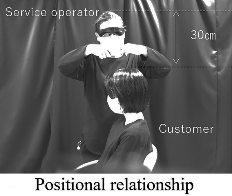 Risky business: Japanese researchers used smoke and laser light to study the flow of expelled breath near and around two people conversing.