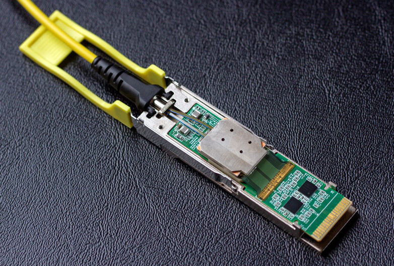 A transceiver built on Rockley's silicon photonics platform. Image: Rockley Photonics