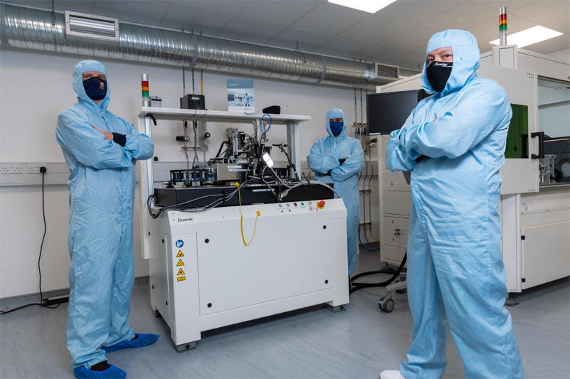 Prof. Peter O'Brien (Head of Photonics Packaging & Systems Integration), Parnika Gupta (PhD student, Photonics Packaging & Systems Integration) and Dr Josue Parra (Engineer, ficonTEC Ireland). Tyndall National Institute is once again at the forefront of the global photonics industry as PhotonicLEAP, a European collaborative project coordinated by Tyndall, has been awarded over &euro;5m through the EU's Horizon 2020 programme to develop game-changing technology that will drive down the cost pf photonics manufacturing. Photo: Tyndall National Institute.