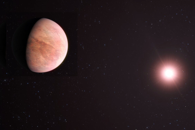 Life on L98-59? Artist's impression of the L 98-59 planetary system. This artist's impression shows L 98-59b, one of the planets in the L 98-59 system 35 light-years away. The system contains four confirmed rocky planets with a potential fifth, the furthest from the star, being unconfirmed. In 2021, astronomers used data from the Echelle SPectrograph for Rocky Exoplanets and Stable Spectroscopic Observations (ESPRESSO) instrument on ESO's VLT to measure the mass of L 98-59b, finding it to be half that of Venus. This makes it the lightest planet measured to date using the radial velocity technique. Credit: ESO/M. Kornmesser