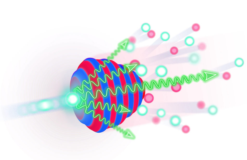 ZEUS's full-power laser pulse collides with an electron beam, an experiment that will probe extreme aspects of quantum electrodynamics. Credit: Steve Alvey/University of Michigan.