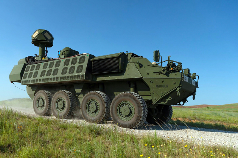 Intended to help protect warfighters from UAS and RAM threats, the RCCTO is delivering a platoon of four laser-equipped Strykers by Fiscal Year 2022. The DE M-SHORAD Combat Shoot-Off took place in Fort Sill, Okla. this summer. Photo: U.S. Army, Jim Kendall.