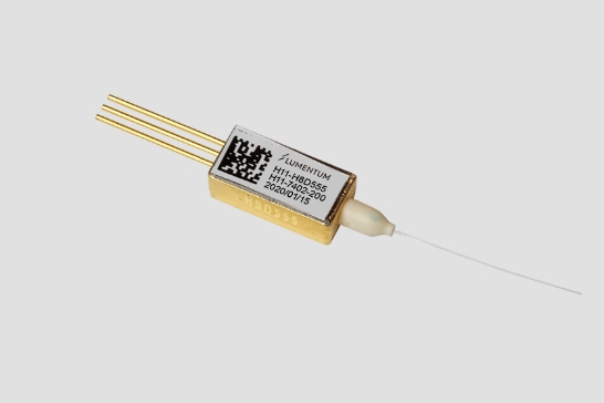 Lumentum's management team said that the company was witnessing strong demand from the telecommunications market for pump lasers like this small-form-factor 980 nm distributed feedback laser. Pump lasers are often a lead indicator of a wider upturn in the sector, as they are needed for new optical cable deployments - although it is currently too early to say whether that is the case now. Image: Lumentum.