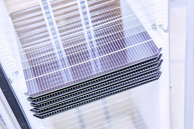 Perovskite paired with silicon creates cells that convert more solar energy. Image: Oxford PV.
