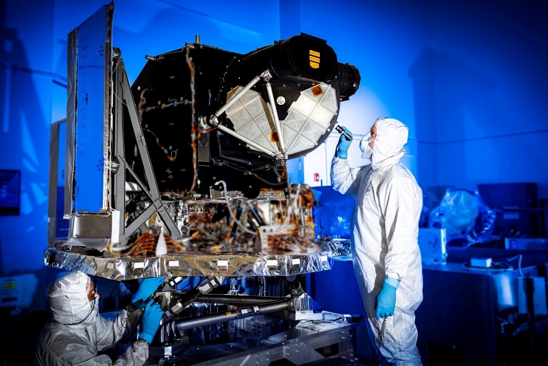 Just like the very first Landsat orbiter back in 1972, Landsat 9 was launched from Vandenberg Space Force Base in California. Shown here is the Ball Aerospace-built OLI-2 instrument, which will collect imagery across wavelengths bands in the visible, near-infrared and SWIR spectral regions. Photo: Ball Aerospace.