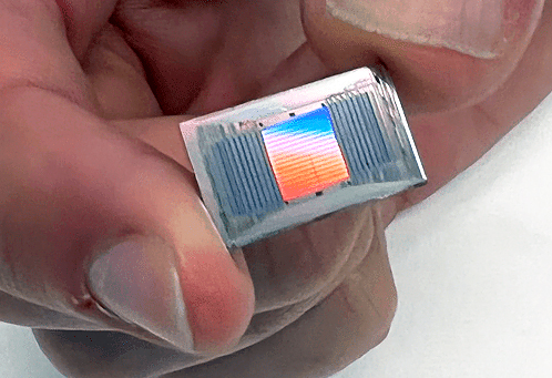 Further funding: Voyant's LiDAR-on-a-chip packs tens of thousands of optical waveguides, switches, and emitters in a cm<sup>2</sup> chip, manufactured in a scalable commercial semiconductor fab. Image courtesy of Voyant Photonics.