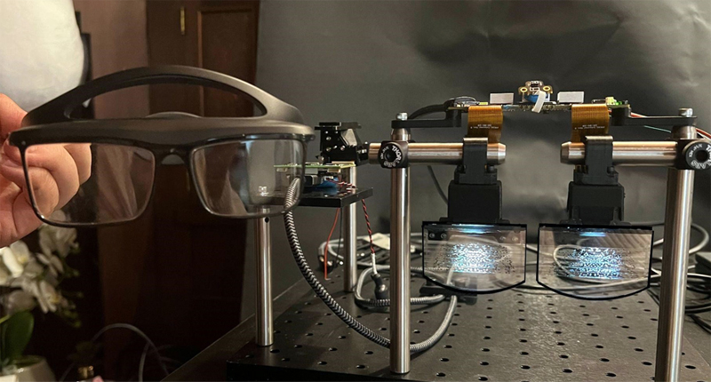 Kura's customized AI generated optics and glasses using Micledi microLED displays. Image: Jura / Micledi.